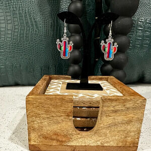 🌟NEW🌟Multicolored Silver Plated Cactus Earrings